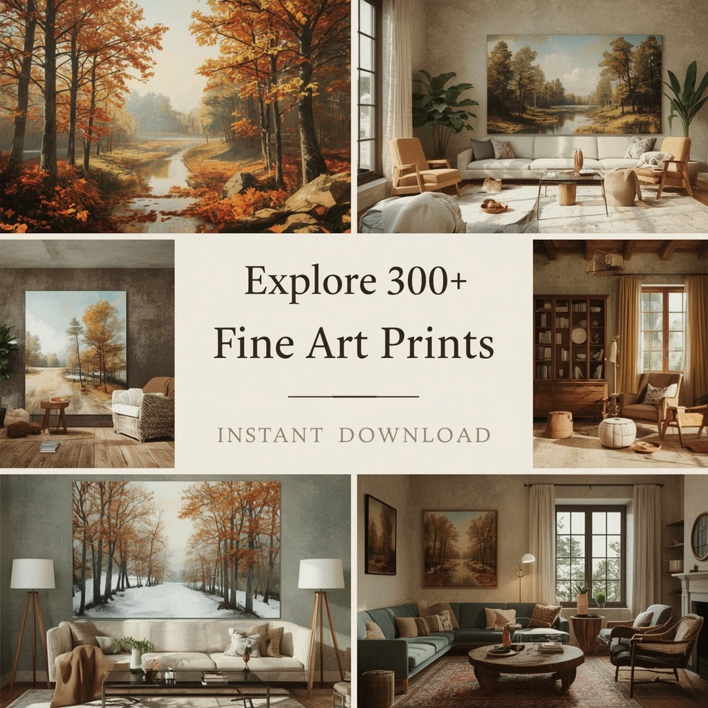 300+ Printable Wall Art Bundle, Autumn Winter Rustic Fine Art Prints, Cozy Landscape Home Decor, Instant Download Set